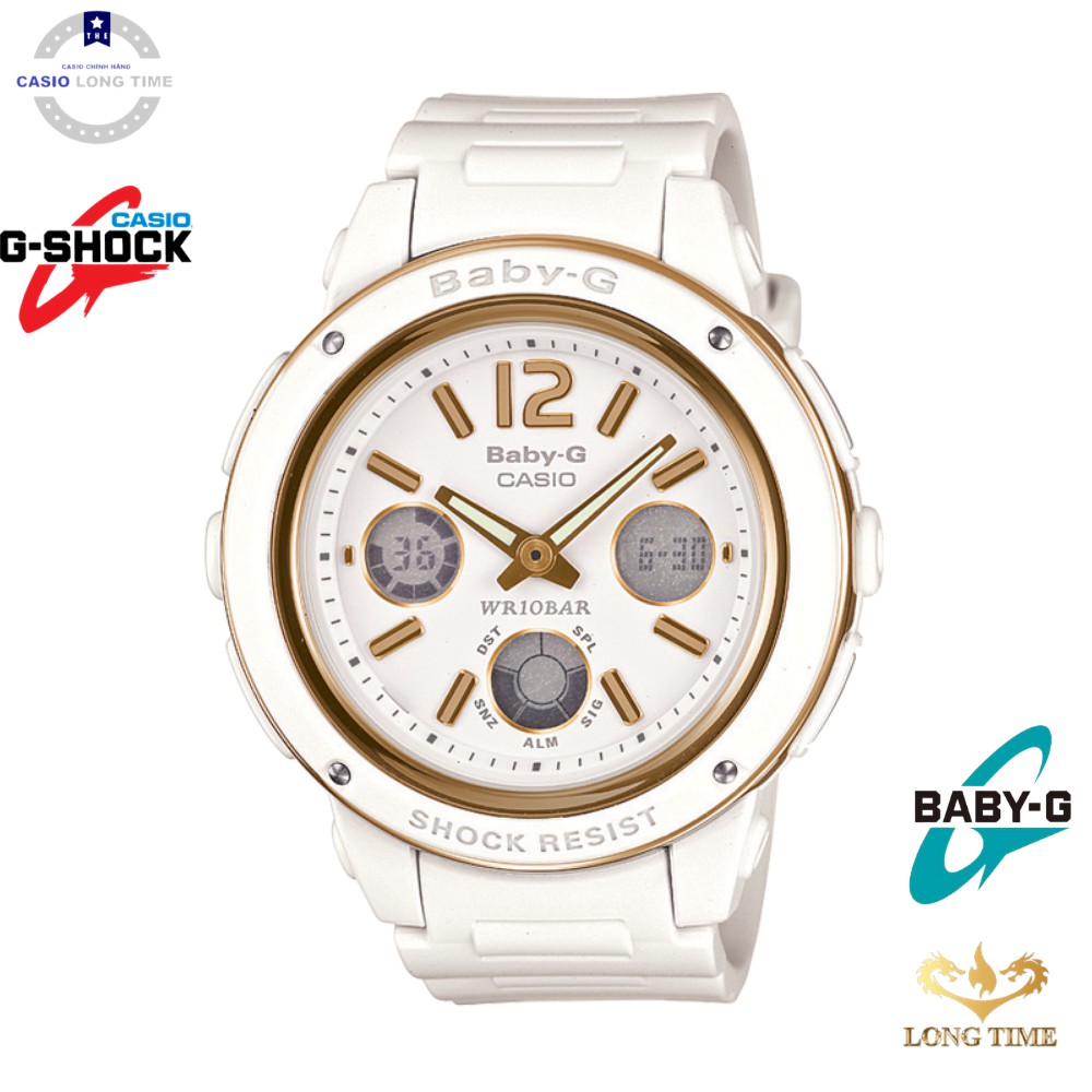 Đồng hồ nữ CASIO BABY - G BGA-151-7BDR Dây nhựa trắng - Mặt kim vàng số điện tử - Ch