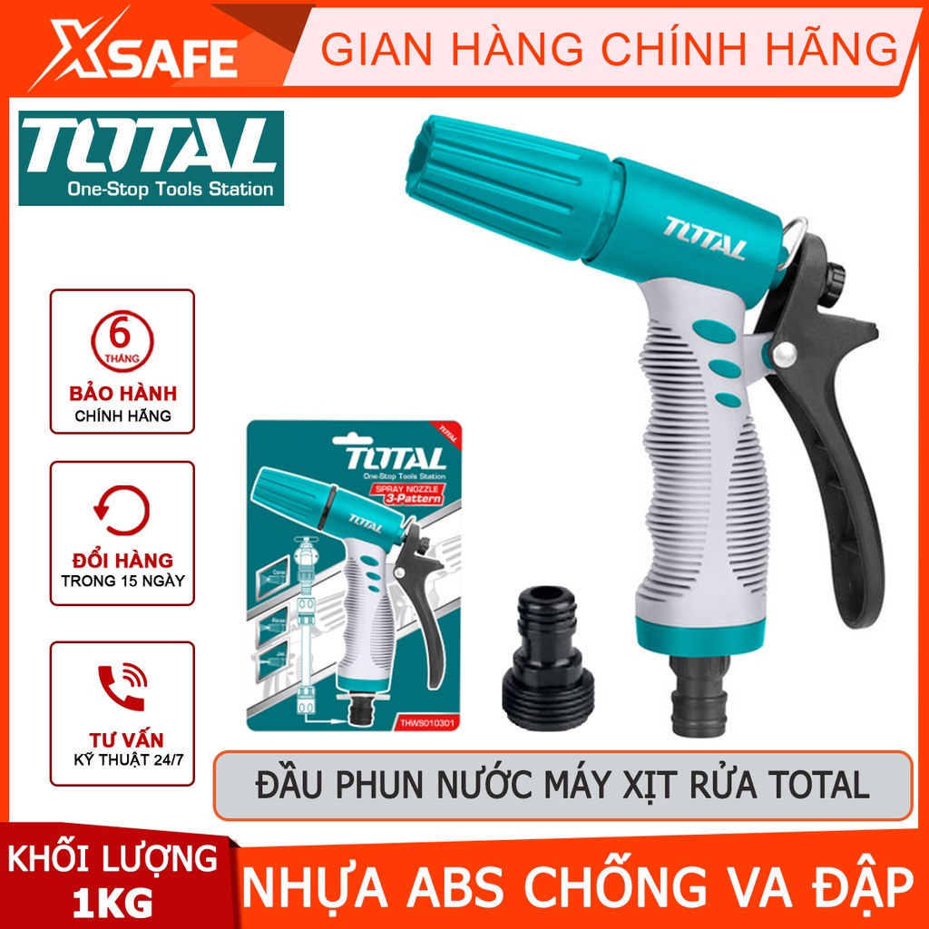 Vòi xịt tưới cây đa năng TOTAL THWS010301 Đầu phun nước máy xịt, đầu phun nhựa 3 chiều, thân nhựa ABS - Chính hãng