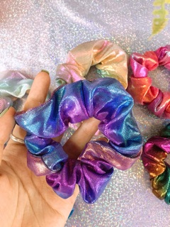Chun buộc tóc scrunchies hologram siêu chất!