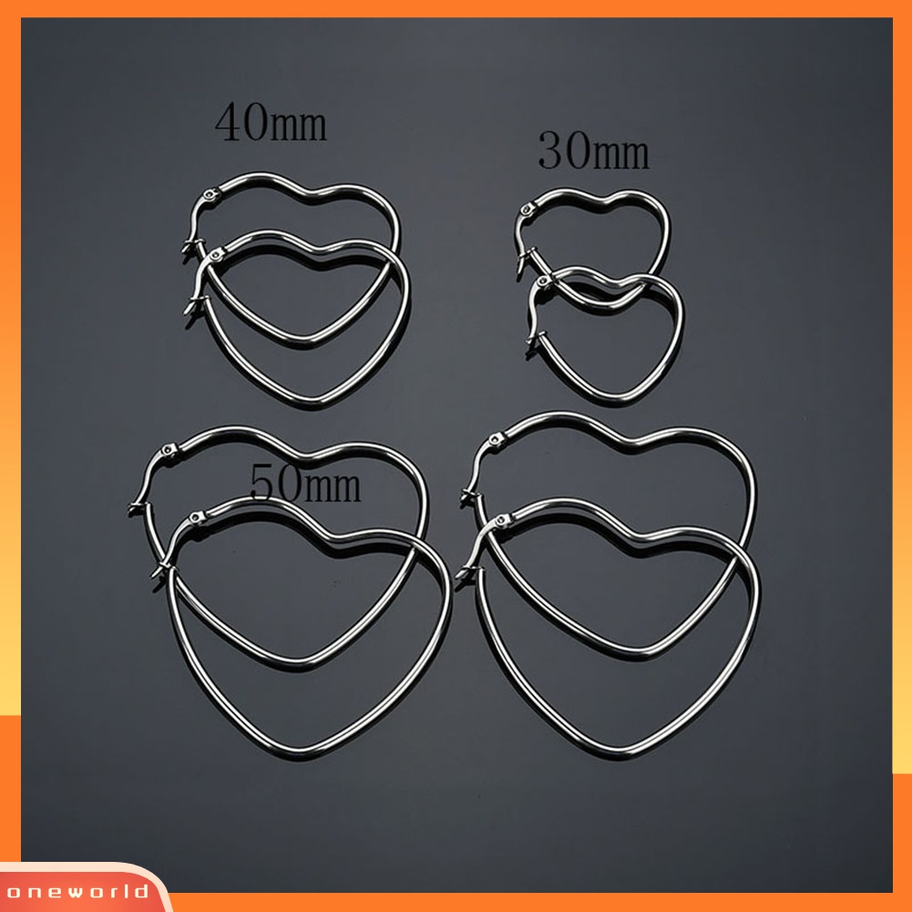Đôi khuyên tai thép không gỉ hình trái tim to bản sành điệu cho nữ