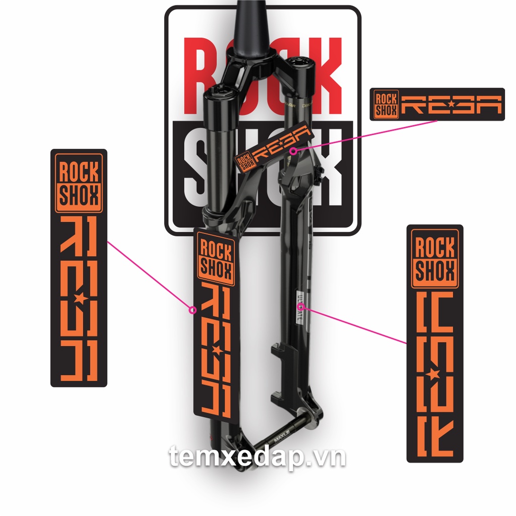 Tem decal dán phuộc xe đạp Rockshox REBA 2021 | MTB Fork decal | Temxedap.vn