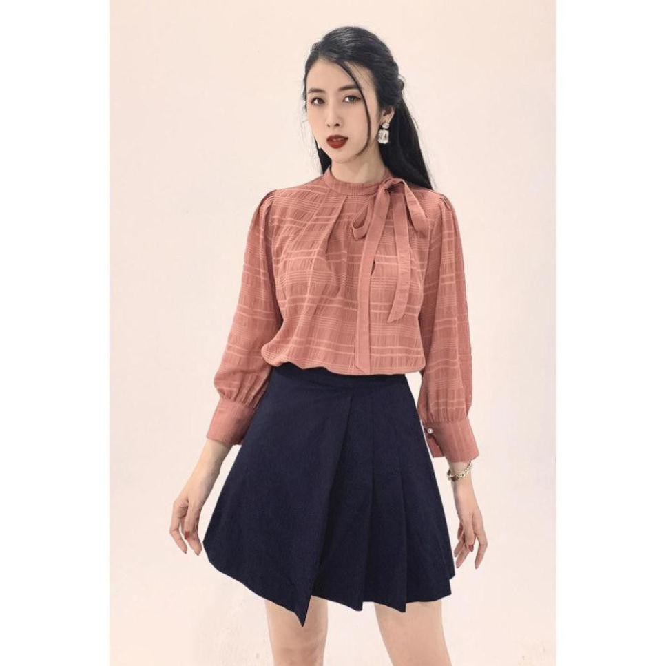 Áo sơ mi dài tay cổ cao thắt nơ - 20Again-ASA0642