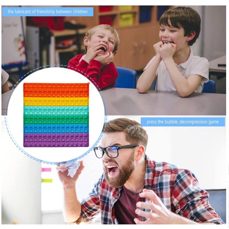 Đồ chơi thư giãn giác quan ấn bong bóng Pop it 50 cm bằng silicon cầu vồng giảm căng thẳng cho người lớn và trẻ em
