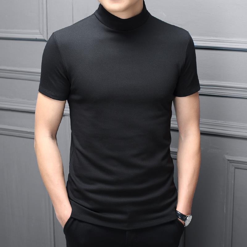 Áo Thun Cotton Tay Ngắn Cổ Lọ Màu Sắc Đơn Giản Thời Trang Xuân Hè Cho Nam Giới Có Size M-4Xl Có 7 Kiểu