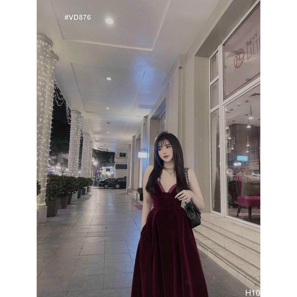 💝 FREESHIP 💝 Đầm Dự Tiệc Váy nhung 2 dây xinh lung linh VD876 [Mẫu Mới Hè 2021] | BigBuy360 - bigbuy360.vn