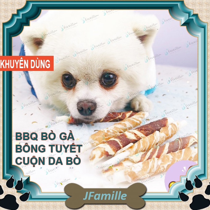 Que Thưởng Học Lệnh Cho Thú Cưng JFamille, BBQ Bò Gà Bông Tuyết Sấy Khô Thơm Phức, Giàu Đạm, Ít Béo. JF122