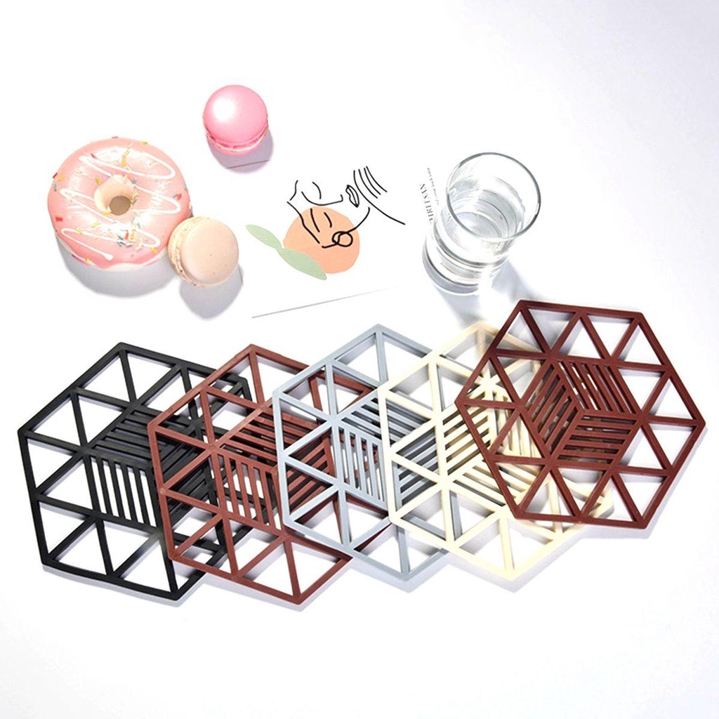 Đế Lót Ly Bằng Silicone Thiết Kế Hình Lục Giác Sáng Tạo