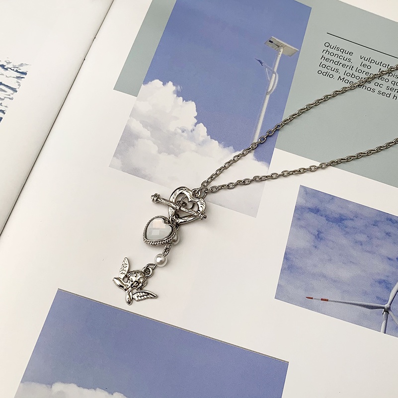 Vòng cổ mặt thiên thần Cupid phong cách hip hop sang trọng