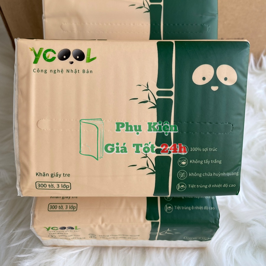 Thùng 30 gói /300 tờ/4 lớp Giấy ăn Gấu Trúc YCOOL siêu tiết kiệm, không chất tẩy trắng.