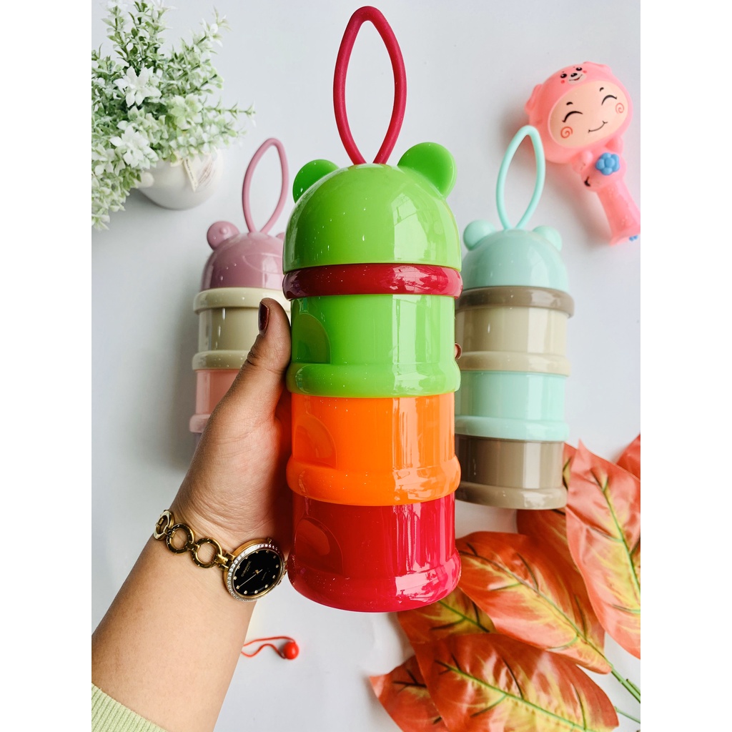 Hộp chia sữa 3 ngăn có quai cầm tiện lợi, Hộp chia sữa, hộp đựng sữa bột, đồ ăn khô cho bé