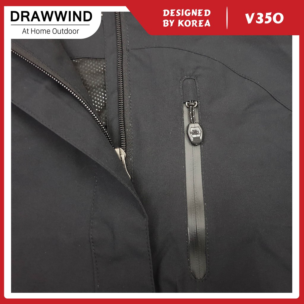 Áo gió 2 lớp nam nữ chống nước đen phối xám size châu á,khoác dù vải GORE TEX Drawwind V350 | BigBuy360 - bigbuy360.vn