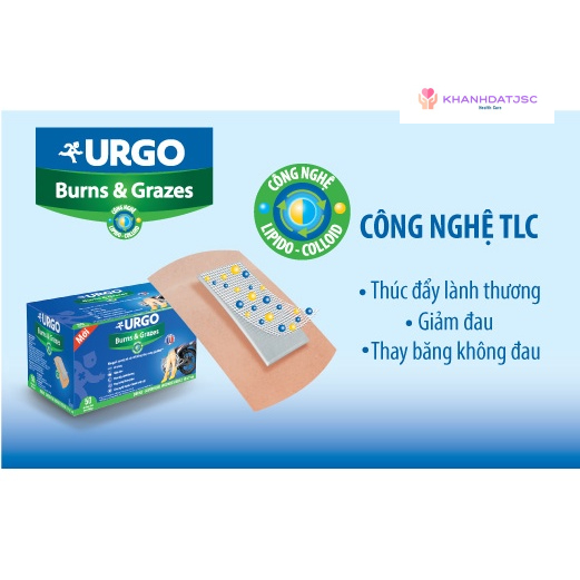 Băng dán cá nhân dành cho vết bỏng pô xe máy Urgo Burns & Grazes 1 miếng
