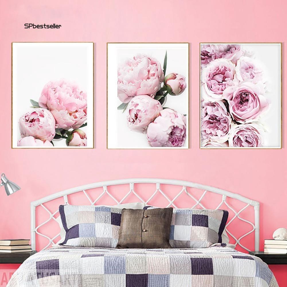 Tranh vải canvas hình hoa mẫu đơn gắn tường trang trí nội thất tiện dụng