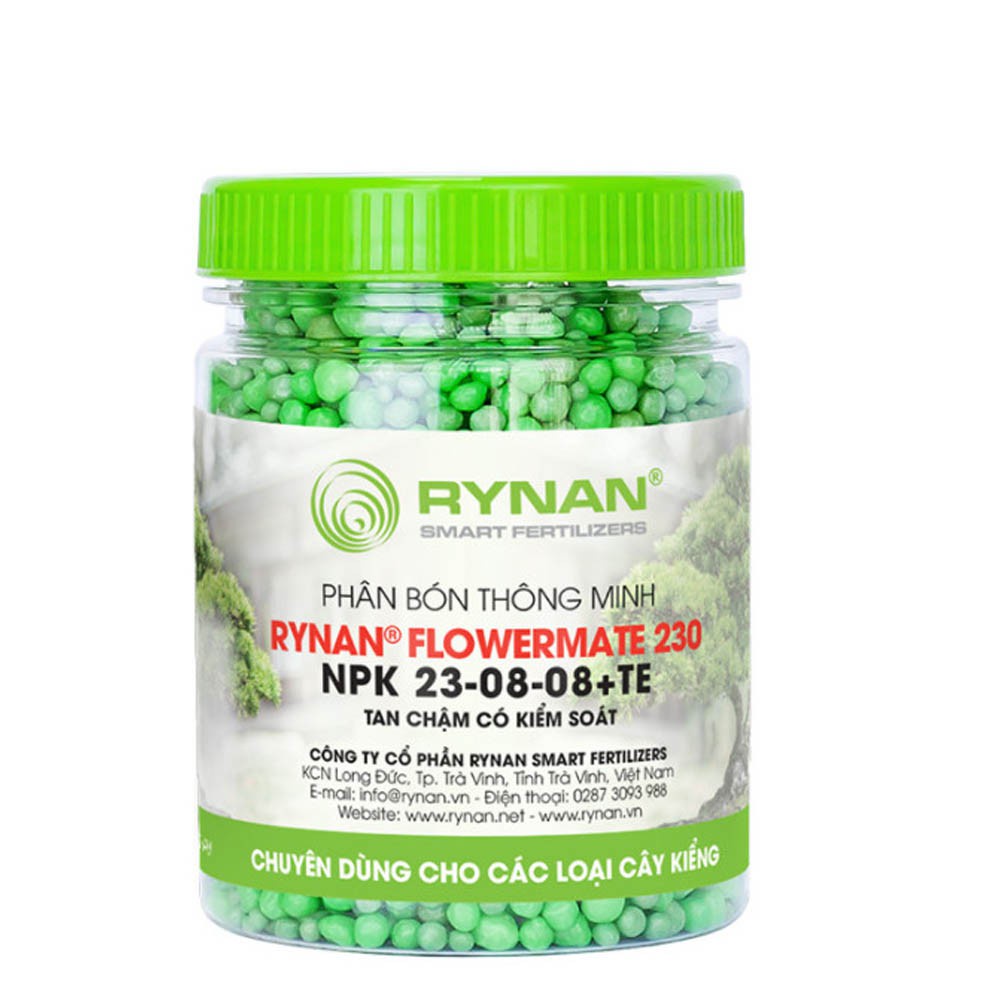 Phân tan chậm Rynan FM230 NPK 23-8-8+TE, cung cấp dinh dưỡng, dạng viên, lọ 150gr, cho cây cảnh - Hàng chính hãng