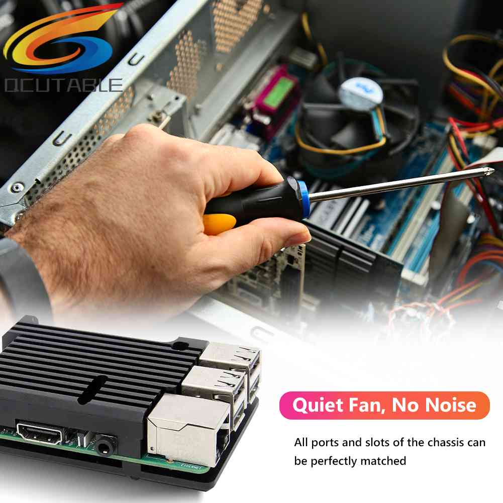 Vỏ Nhôm Làm Mát Hai Quạt Cho Raspberry Pi 3 Model B +