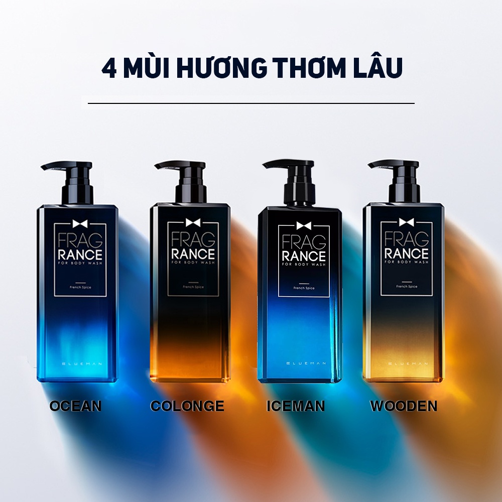 Sữa Tắm Nam Thơm Lâu BLUEMAN, Hương Nước Hoa Đầy Nam Tính Lưu Hương Đến 8H - 500ml