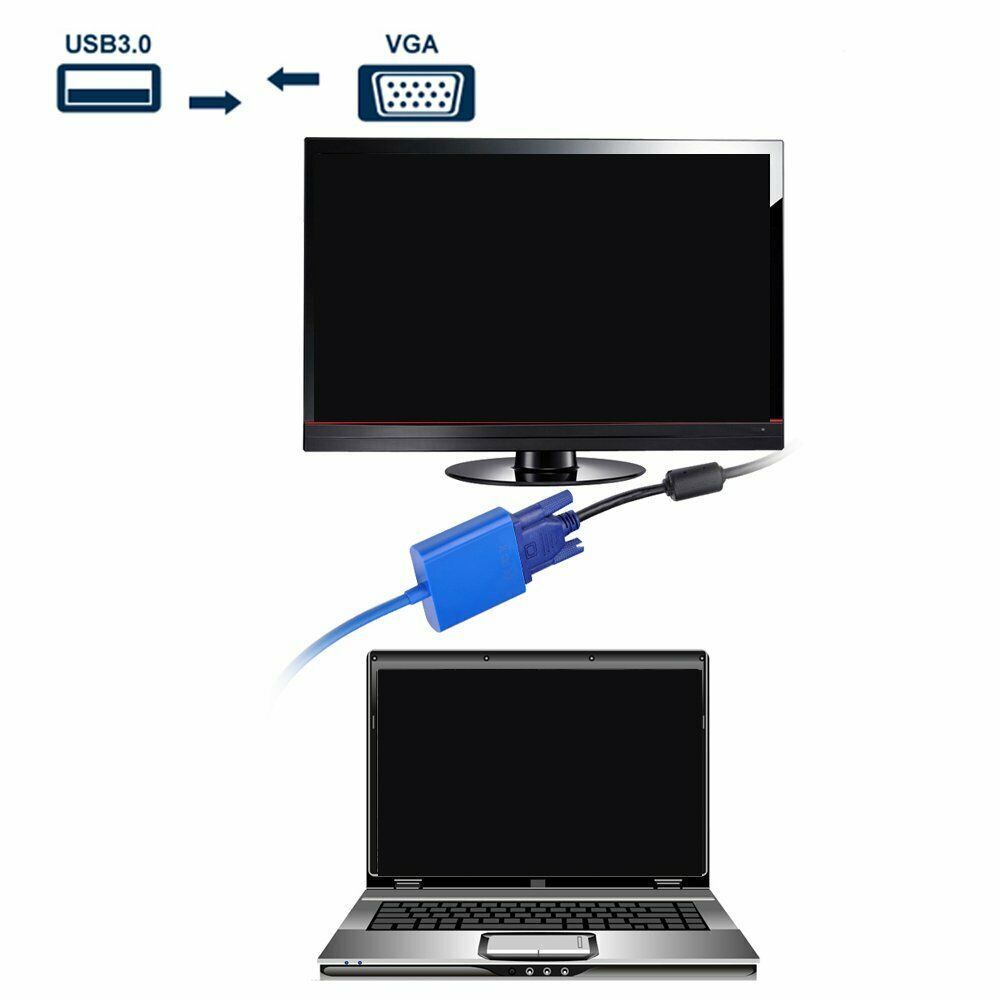 Cáp Chuyển Đổi 1080p Usb 3.0 Sang Vga Cho Pc Laptop / Video / Windows 7 8 10 Display Card /