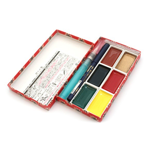 Màu nước Kuretake Irodori Kobako Gansai Tambi watercolour set 6 màu