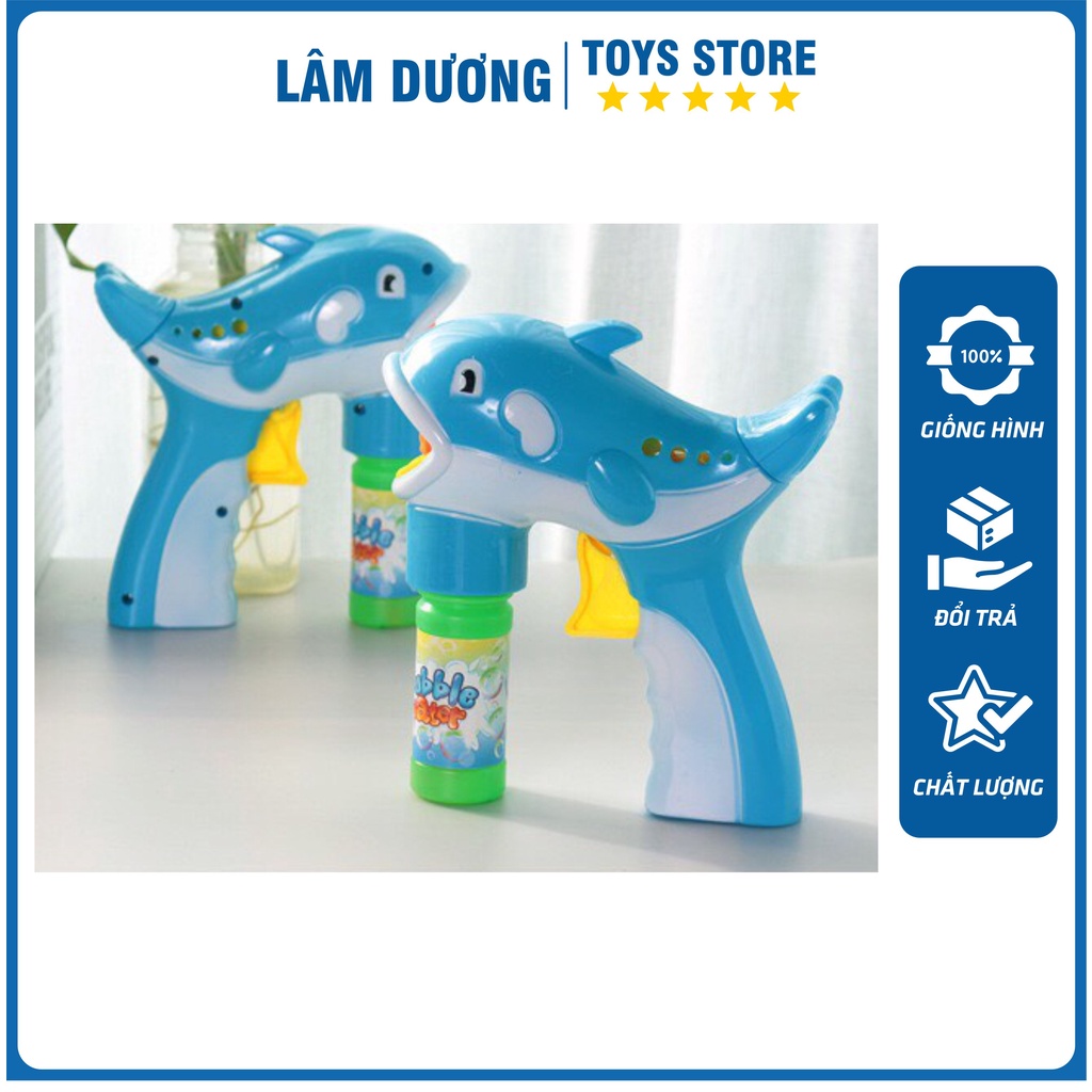 Cá heo thổi bong bóng 🔥LÂM DƯƠNG TOYS🔥 Súng đồ chơi bắn bong bóng xà phòng hình cá heo cho bé, nhiều màu sắc lựa chọn