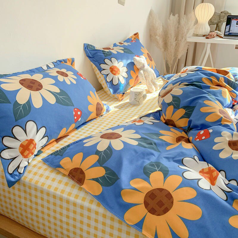 Bộ Chăn Ga Cotton POLY HOA VÀNG TRẮNGchăn, ga, cotton, ga nệm, chăn ga, cotton poly, chăn nệm, chăn ga gối, bedding️