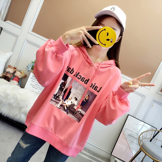 Áo hoodie thun big size nón hình 5 cô gái size lớn 80-95kg màu hồng, xám, đen, trắng, xanh