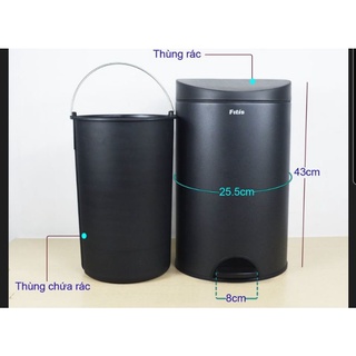 Thùng Rác Inox Cao Cấp 12l Đạp Chân Tiện Lợi ( BH 24 Tháng)