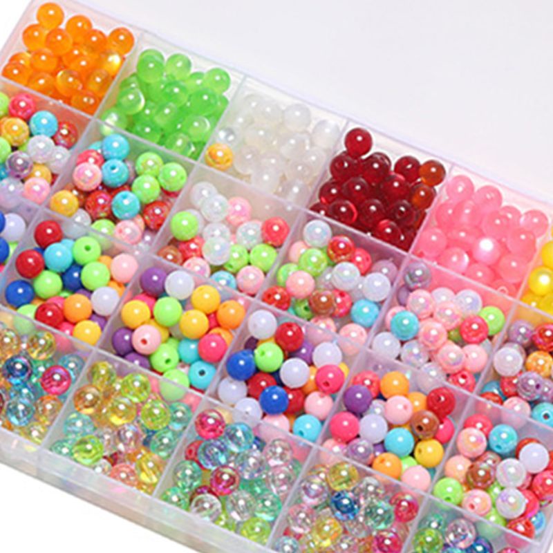 Dây Nhảy 24 Hạt Acrylic Sáng Bóng Nhiều Màu Sắc Tự Làm Trang Sức