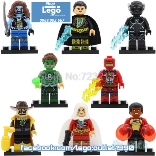 Xếp hình Flash & Shazam Green Lantern Fire Storm - Black Adam - Lobo - Scarecrow DC Comics Lego Minifigures Xinh X0153