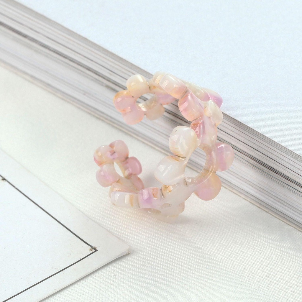 Osier1 Nhẫn Mở Acrylic Resin Hình Hoa Cổ Điển Thời Trang Cho Nữ