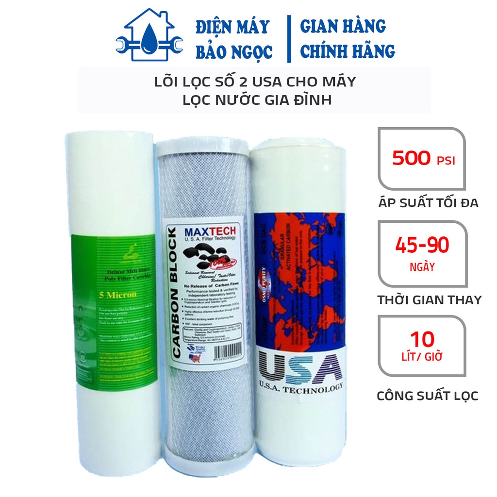 Lõi lọc số 2 USA Cho Máy Lọc Nước Gia Đình - ĐIỆN MÁY BẢO NGỌC