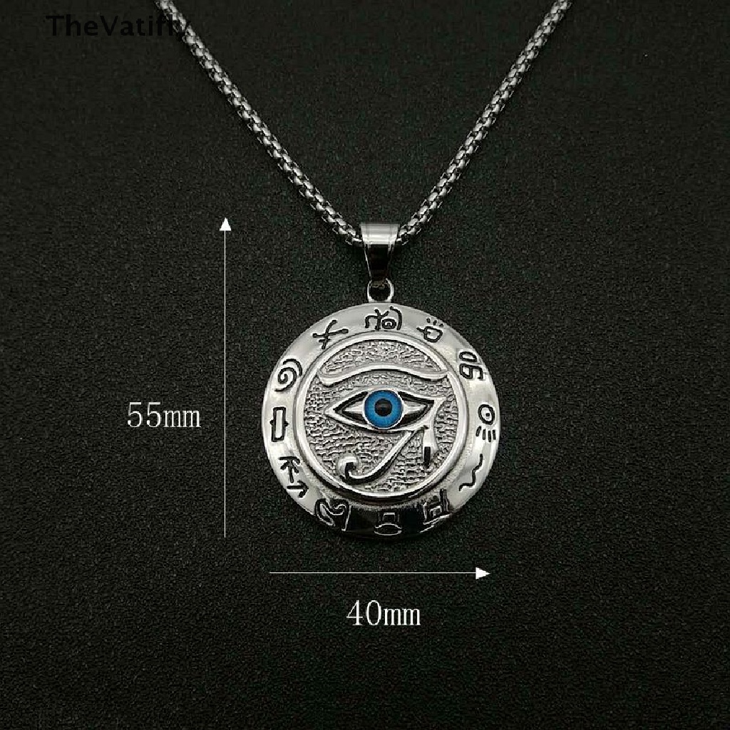 [Thevalifly] Dây Chuyền Mặt Tròn Hình Mắt Ai Cập Cổ Đại Bằng Thép Không Gỉ