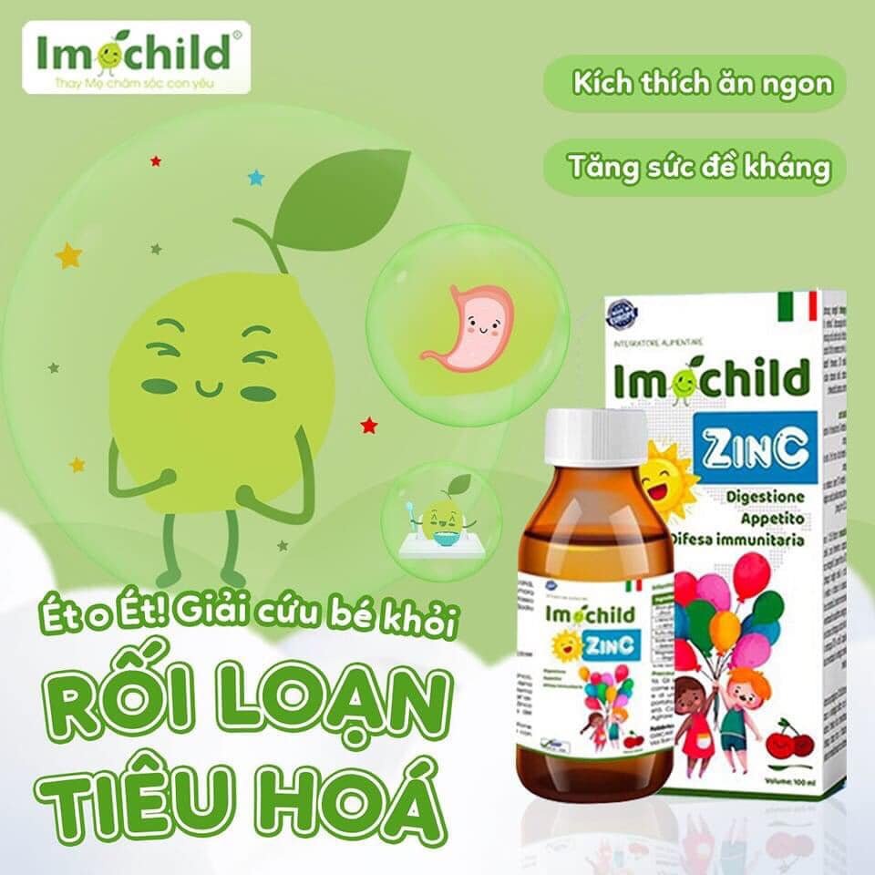 Siro Imochild ZinC bổ sung kẽm lysin vitamin giúp bé ăn ngon tăng sức đề kháng Lọ 100ml