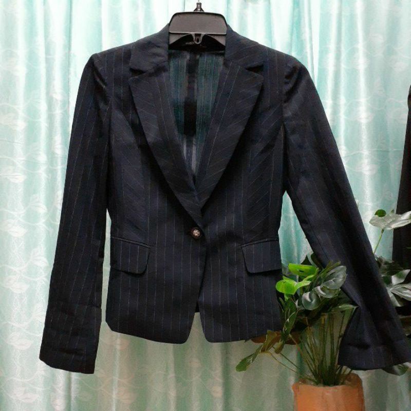 Vét 2hand xanh đen kẻ sọc xanh dương size S, ms 62
