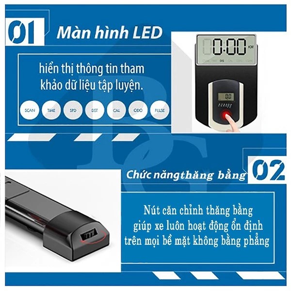 Xe đạp tập thể dục tại nhà Jobur GH-709H - Xe đạp thể thao trong nhà Khung thép chắc chắn màn hình điện tử