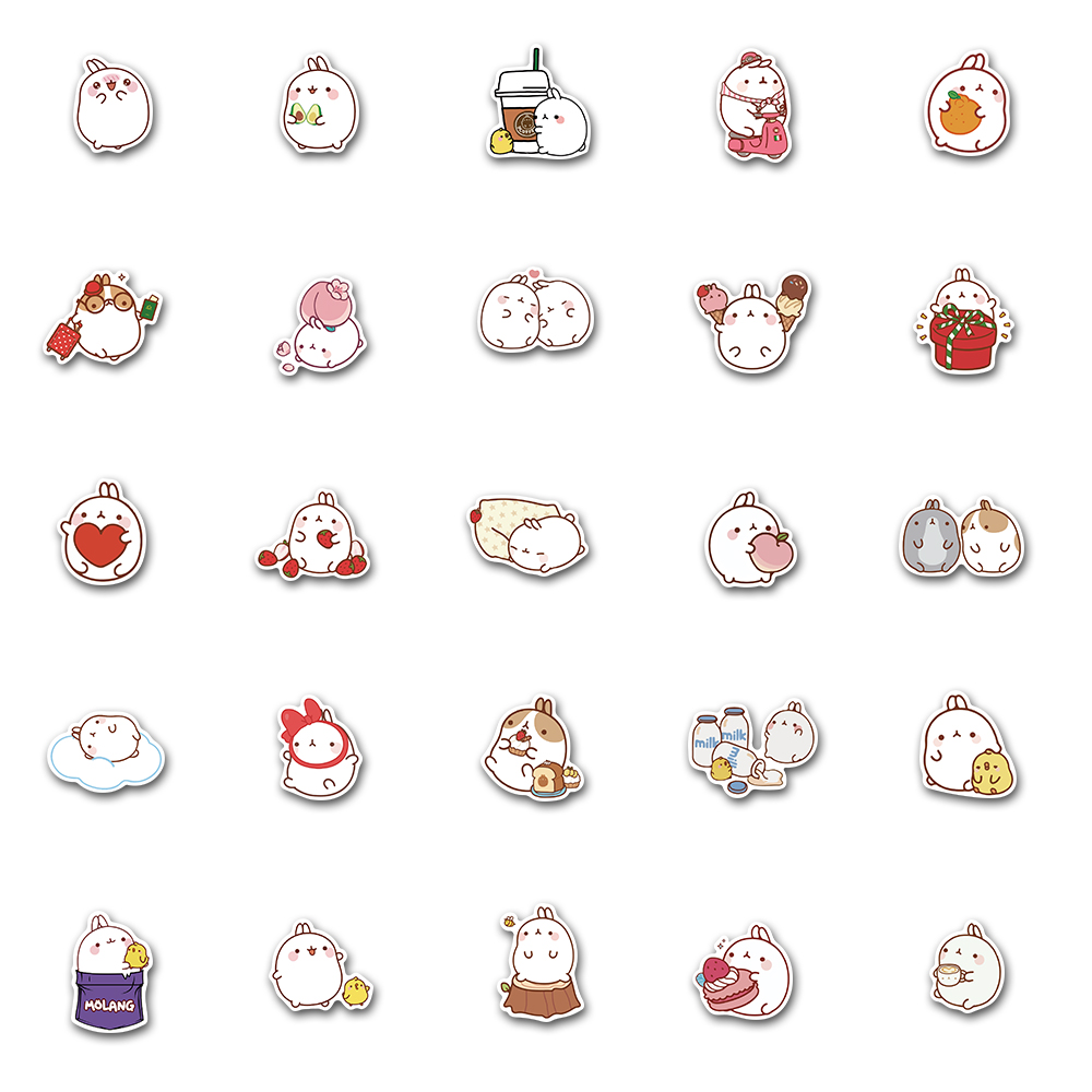 Set 50 nhãn dán họa tiết hoạt hình trang trí thủ công chống nước độc đáo