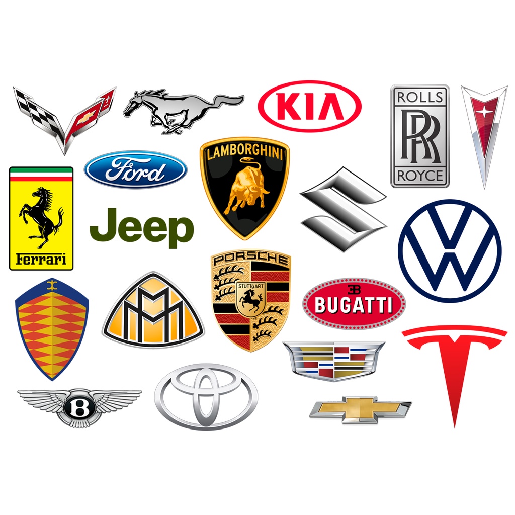 Bộ 66 sticker decal hình dán Logo Xe Hơi, hình dán nón bảo hiểm, hình dán laptop