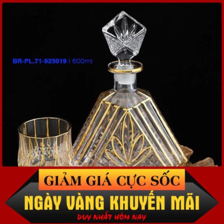 [HÀNG CHẤT LƯỢNG]  Bộ Bình Thủy Tinh Pha lê mạ Vàng 600ml ( 1 Bình 600ml + 6 Ly Pha lê )