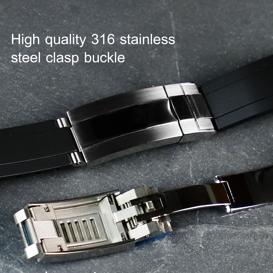 Adjustable 20mm Rubber Watch Band For Rolex Strap Submariner Daytona GMT 2 OYSTERFLEX Glidelock Buck