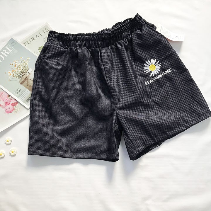 Quần đùi sọt (short) nữ  freesize từ 45kg-53kg vải kate mềm thêu hoa cúc - QU22