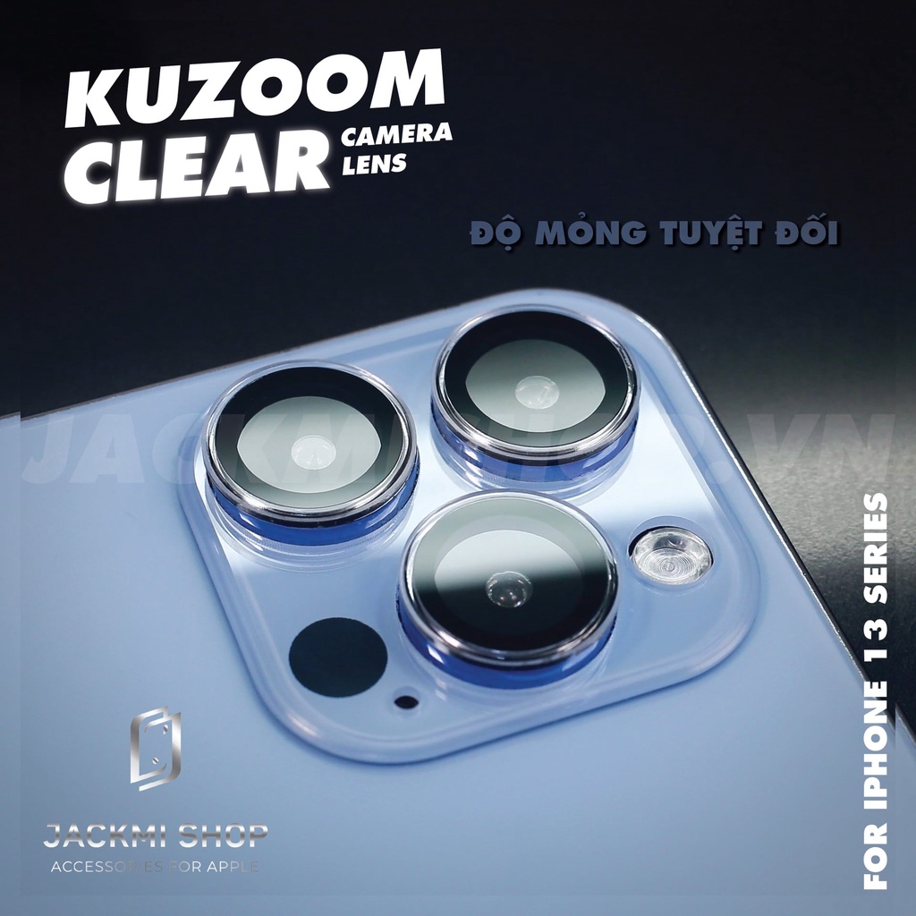 Cường lực camera lens KUZOOM Clear cho iP 13 13 Mini 13 Pro 13 Pro Max 14 14 Plus 14 Pro 14 Pro Max 15 Pro 15 ProMax