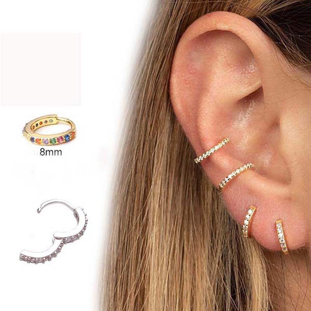 Khuyên tai hình tròn nhỏ 8mm nhiều màu tùy chọn thời trang cá tính