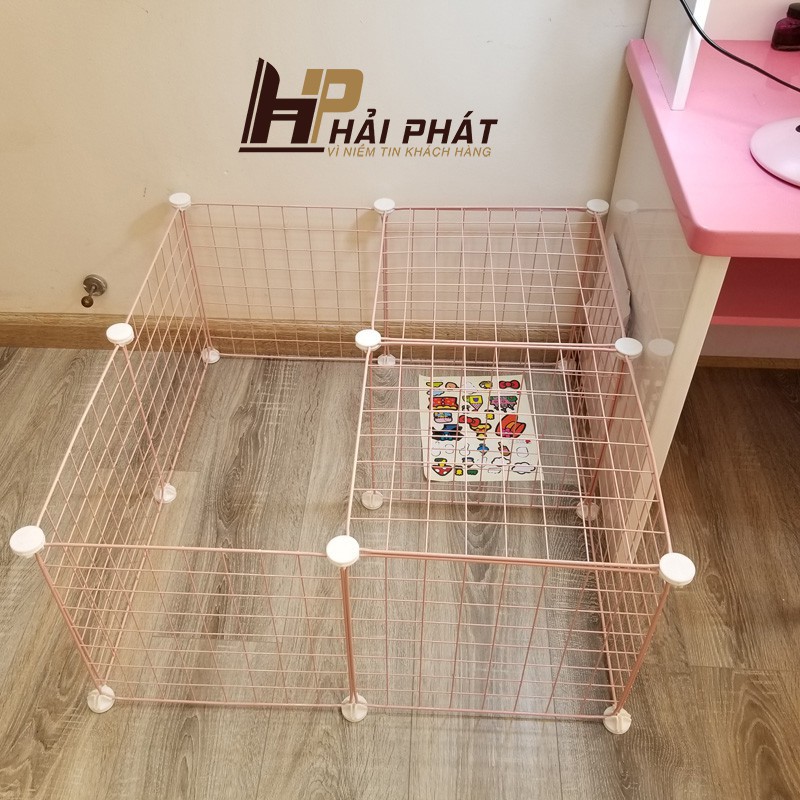 Chuồng chó mèo lắp ghép tiện lợi chắc chắn ( 10 tấm lưới hồng)