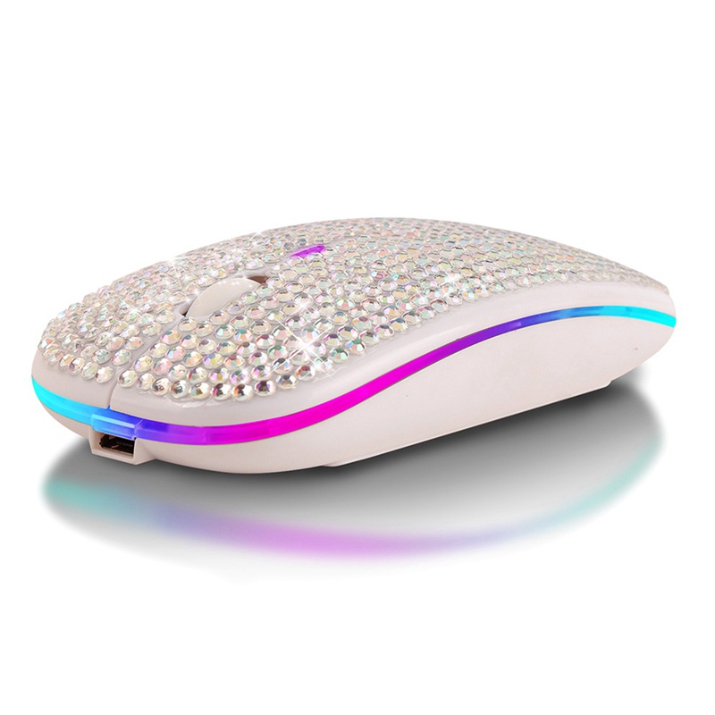 Rechargeable Silent Wireless Mouse Diamond-Studded Dual-e Mouse Colorful Glowing Mouse Sier