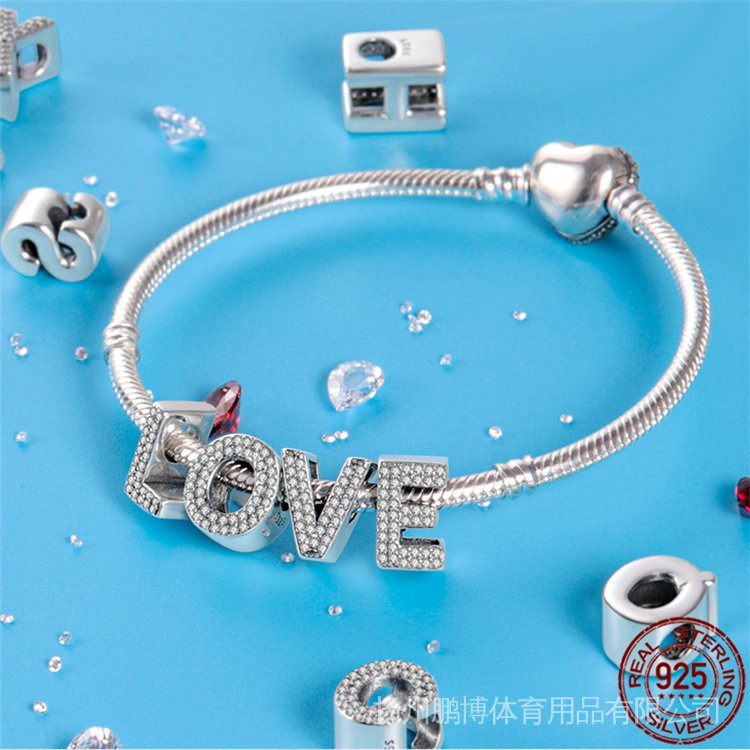 Charm tên chữ cái A-Z Pandach bạc sterling 925 Pandora 100% chính hãng cho mặt vòng tay