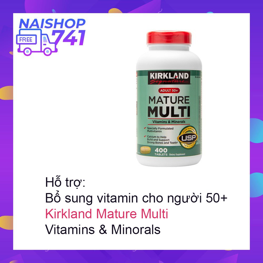 Kirkland Mature Multi Vitamins & Minerals Adult 50+ bổ sung cho người trên 50 tuổi, Chai 400 vên