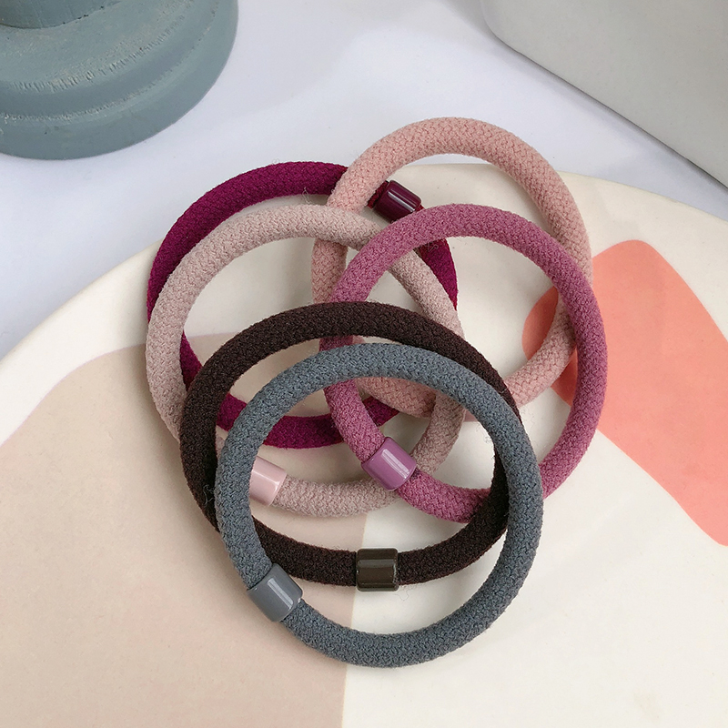 Dây buộc tóc co dãn màu trơn đơn giản