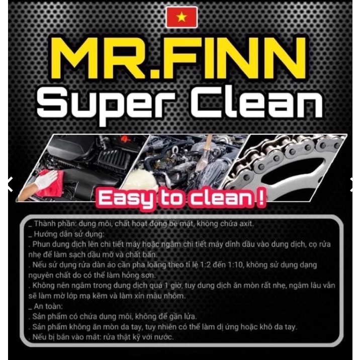 Dung dịch tẩy rửa đa năng Mr.Finn Super Clean 500ml,1L - Hàng Chính Hãng
