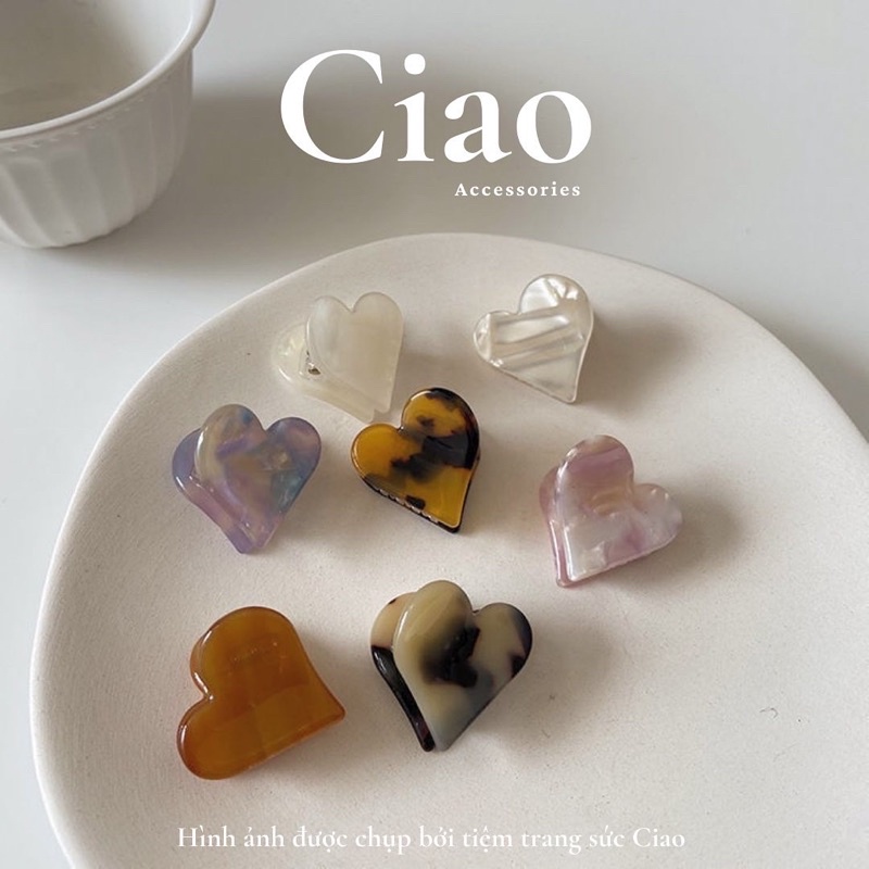 [NEW ITEMS] Kẹp tóc càng cua hình tim mini xà cừ xinh xắn nữ tính mới lạ Ciao accessories
