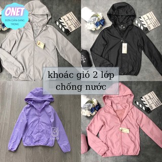 Áo khoác gió nữ 2 lớp kèm túi đựng chống nước ,túi khóa ngoài ,có 5 màu Shoponet ,ST3