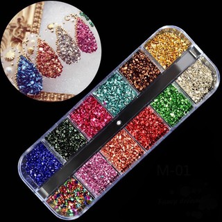 Khay 12 ngăn hạt vụn kim loại nhiều màu trang trí resin